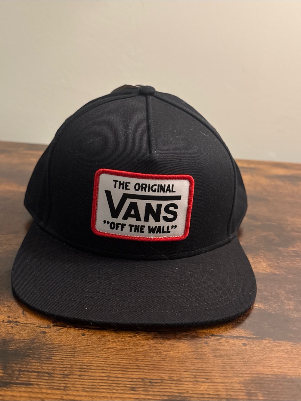 Vans Black Ogden Snapback Hat with White Logo Tag